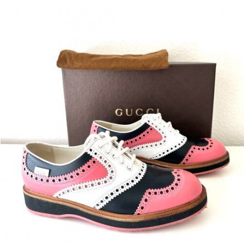 【チッチ777】 GUCCI Leather Golf Shoes, Removable Quilt US Size 6.5 with