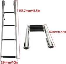 4 Step Stainless Steel Ladder Telescoping Boat Upper Platform Deck Swim Boarding
