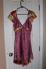 NWOT Mary L Couture pink knit silk straps and trim dress size 4