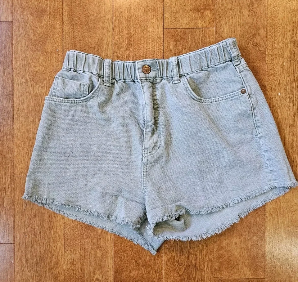 Anthropologie Shorts S PILCRO Denim LARA ULTRA HIGH WAIST Frayed CutOff Sage EUC - Image 4 of 4