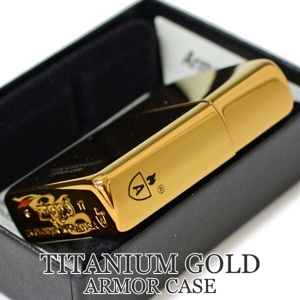 Zippo Armor Case Titanium Gold Side Logo Oil Lighter Etching Zippo Armor Case Titanium Gold Side Logo Oil Lighter Etching