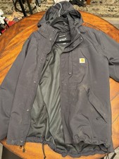 Carhartt Mens Black Hooded Work Jacket L Regu...