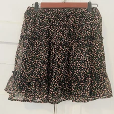 Sienna Sky Womens L Skirt Short Floral Tiered Boho Cottage Fairy Hippie Peasant