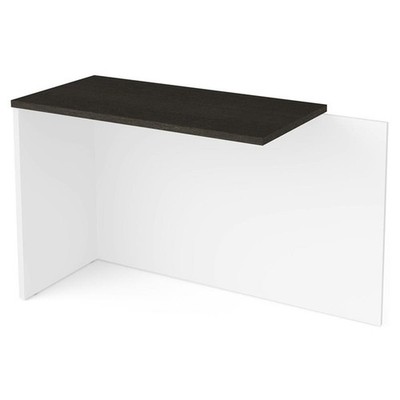 Pemberly Row 40 Inch Return Table With Wire Management in White and Deep Gray