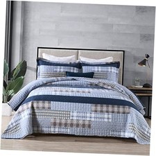 Quilt King Size, King Quilt Set, 100 Cotton King Quilt King 98"x106" Blue