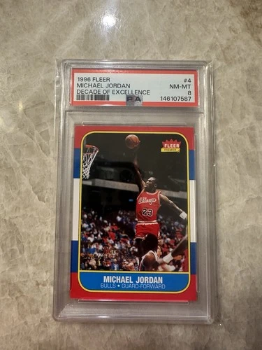 Michael Jordan 1996 Fleer Decade of Excellence Basketball Card #4 Graded PSA 8