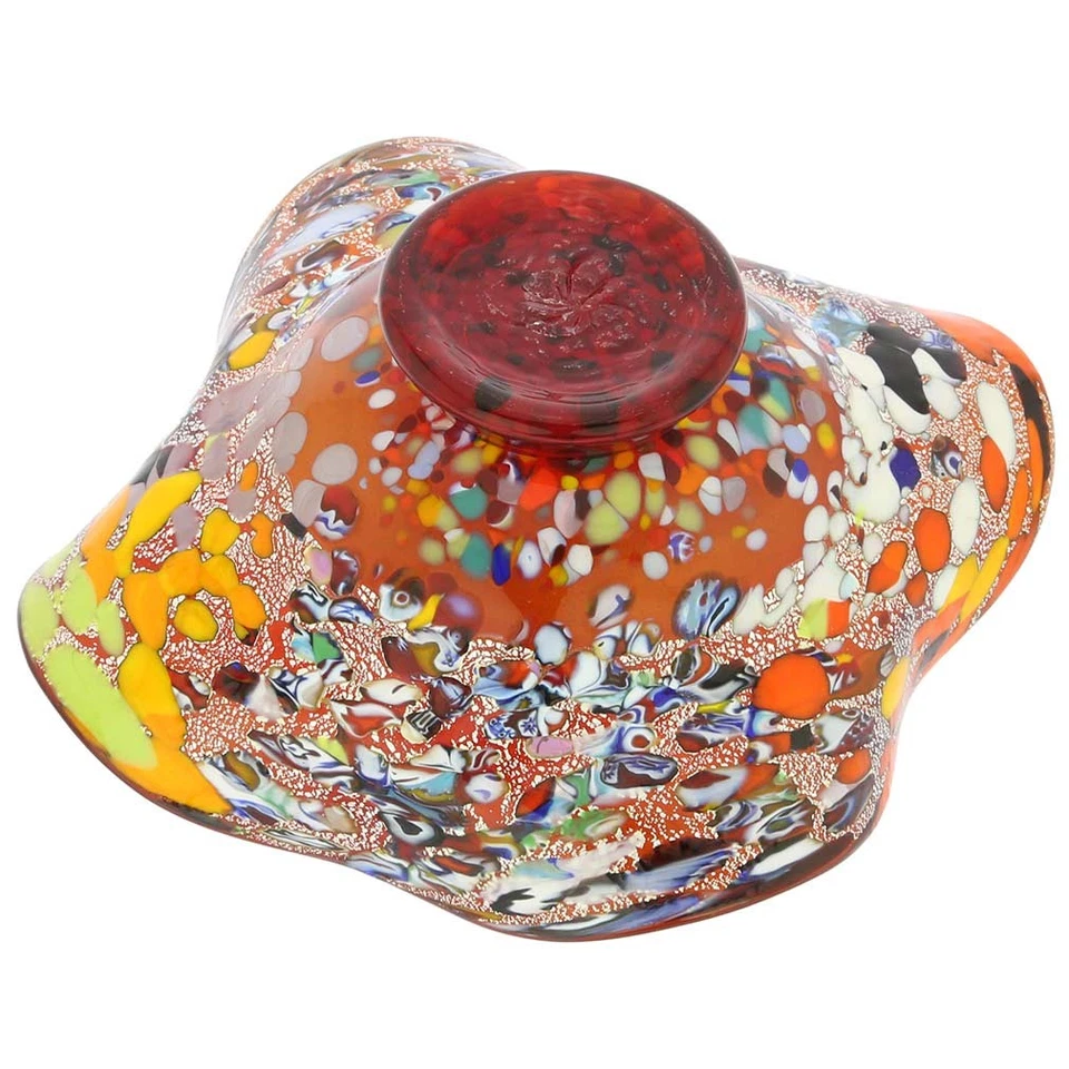 Cuenco GlassOfVenice de cristal de Murano Millefiori Fazzoletto - rojo plateado Foto 3 de 4
