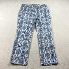 Chico's Jeans So Slimming Girlfriend Size 1 Slim Leg Crop Blue White Print EUC