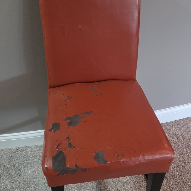 Red Faux Leather Upholstered Dining Chair Padded Seat Black Wood Legs