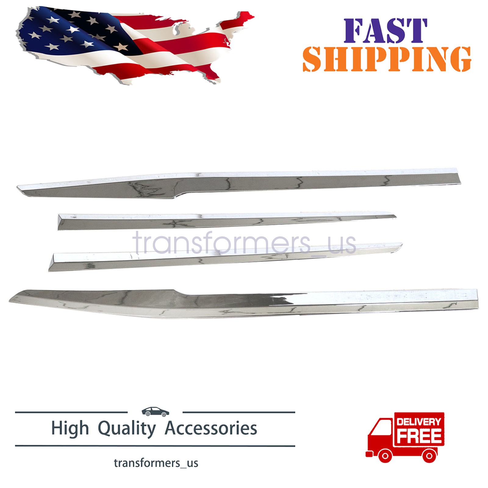 For Toyota Highlander 20-25 Chrome Side Door Cover Trim Car Body Molding Strip