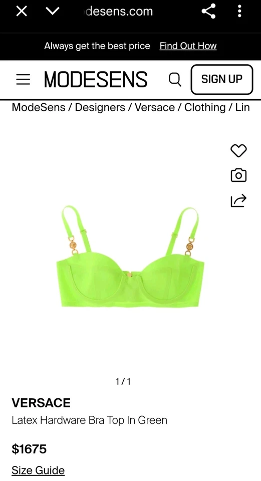 VERSACE Medusa latex bralette, Size 36 US Size 6 Green (EXCELLENT CON RSVP $1675 - Image 4 of 4