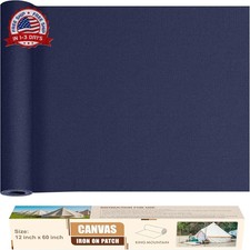KING MOUNTAIN Canvas Iron on Patch,12" 60",Waterproof 100 Cotton Fabric Repair