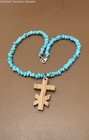 Southwest Style Turquoise Chip Necklace with Wooden Cross Pendant — photo 2