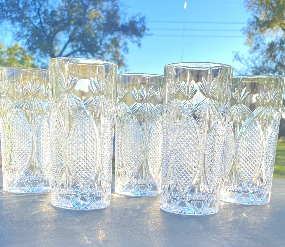 Juego de 5 vasos Highball vintage RCR Dorico cristal plomo Foto 2 de 4