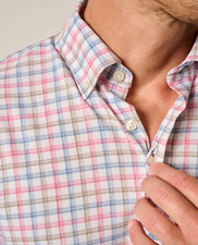 johnnie-O Performance Button Up Shirt Hauser Navy Long Sleeve Pink Blue Med NWT