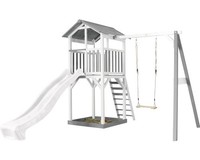 Spielturm Axi Beach Tower Mit Einzelschaukel Und Rutsche Weiß Holz Grau Weiß