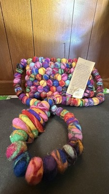 Rising Tide Multicolor Felted Wool Pom Pom Purse