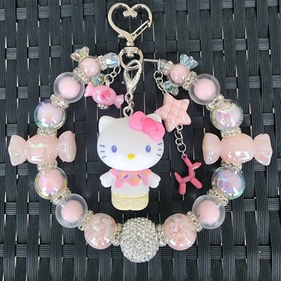 Beaded Kawaii Keychain, Bag Charm, Purse Charm, Bag Clip - Hello Kitty Cherry 2