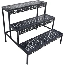 3 Tier Metal Plant Stand Stair Shelf Outdoor Indoor Garden Display Rack Flower