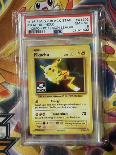 2016 POKEMON XY BLACK STAR PROMO POKEMON LEAGUE #XY202 PIKACHU-HOLO PSA 8