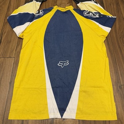 Vintage Fox Racing Motocross Moto Jersey FX Blue Yellow Dirt Bike