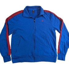 Sergio Tacchini Jacket Mens XL Blue Bomber Fleece Full Zip Pockets Logo