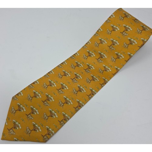 Leonard Studio Necktie Mens Yellow Silk Tiger Safari Animal Print Italy luxury