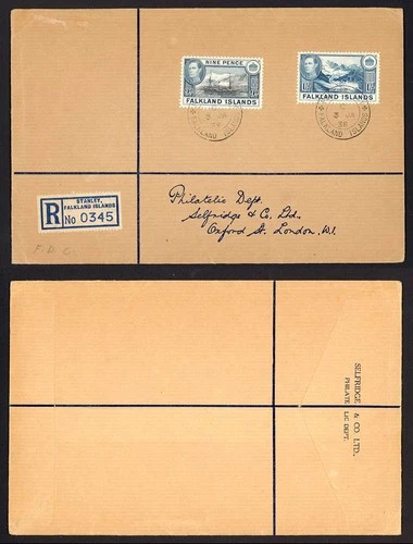Falkland Is SG157/8a 9d and 1/- on a FDC