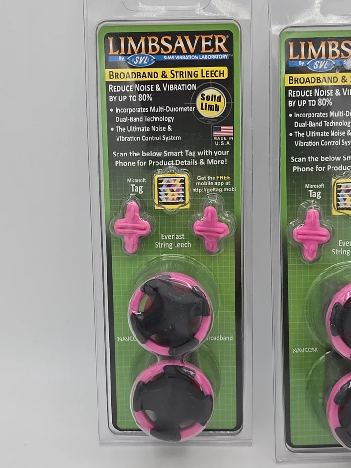 2 Pack Sims Vibration Lab BroadBand Solid Limbsaver String Leech Pink 4045 - Image 2 of 4