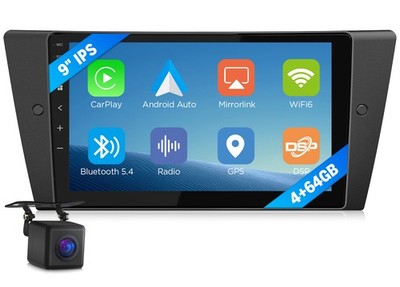 E90X7A CarPlay Car Stereo Radio Head Unit 9''Android 14 4+64 for BMW 335d E90+CAM