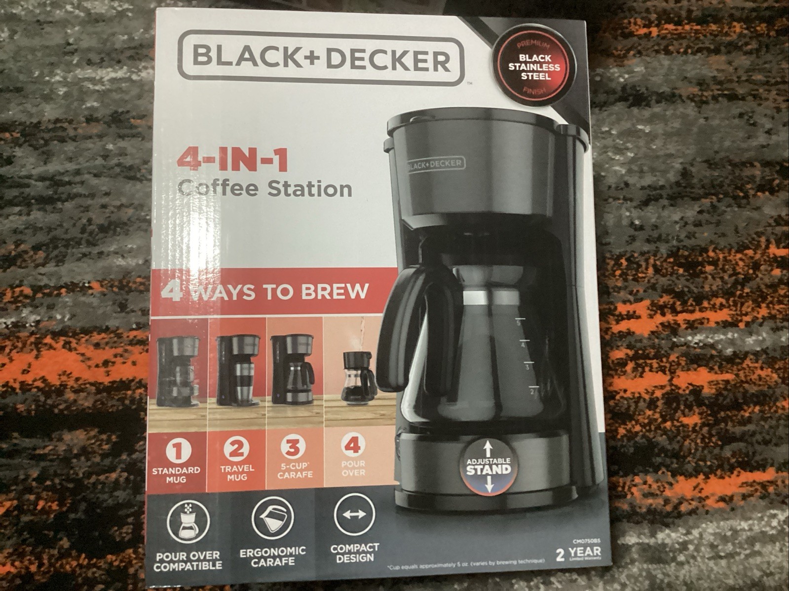 Black & Decker 4-in-1 Coffee Station 5-Cup Blk Stainless Ste