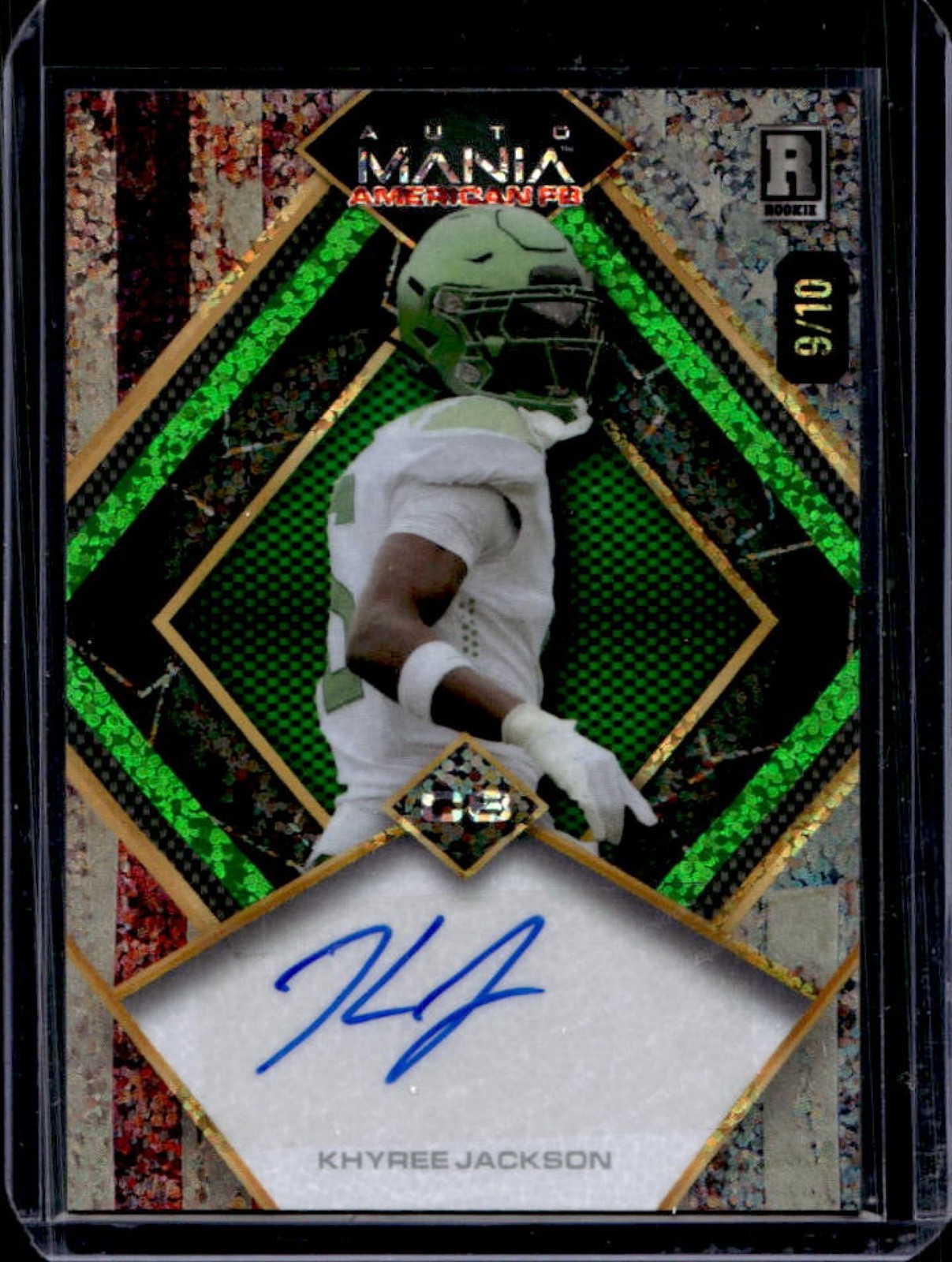 Khyree Jackson Wild Card Auto Mania American Football Hobby Autographs #KJ Diamond-Sparkles Foil-Vintage Flag