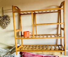 Retro! shoeRack plant stand honey-colour natural solid Wood free delivery to RG1
