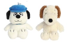 New Aurora Peanuts Snoopy Brothers Floppy Legs Plush Bundle, 8" Olaf and 8" Andy