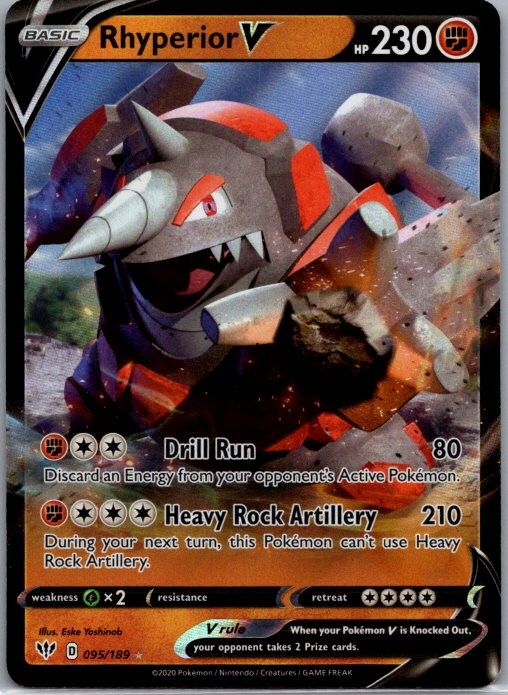 Rhyperior V 095/189 Holo V Rare Darkness Ablaze Pokemon Near Mint