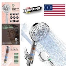 Filtered Shower Head with Handheld Detachable Hard Water Filter Chrome Finish