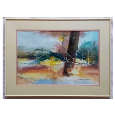 Don Gabbert Painting Abstract Original Watercolor • Barbed Wire • Minneapolis MN