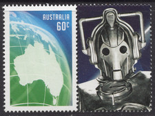 DR WHO VILLAIN - CYBERMAN adjunto a MNH AUSTRALIA MAPA 60c sello