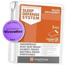  Pillow Encasement- Zippered Bed Bug Dust Mite Proof Standard (Pack of 2)