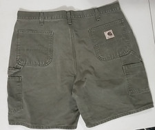 VTG Y2K CARHARTT B25 MOS Carpenter Duck Canvas LEATHER PATCH Shorts Sz. 40x8
