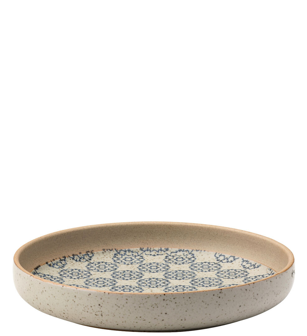 Parador Brown, Blue Shallow Bowl Porcelain Tableware 8.25"" (21Cm) Pack Of 6