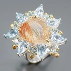 Jewellery 5 ct Natural Rutilated Quartz Ring 925 Sterling Silver Size 7 /R467390