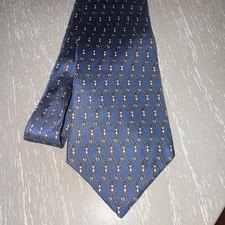 Men s Blue Woven Necktie Tie, Geometric Pattern, Pointed Tip
