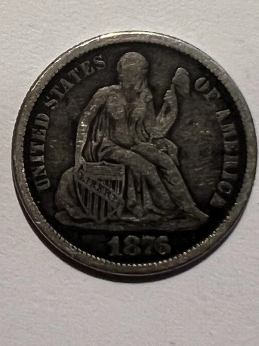1876-CC Seated Liberty Dime Fine Coin