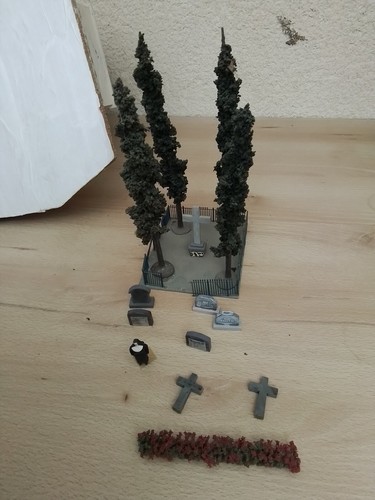 MARQUE INCONNUE ECH 0. MAQUETTE DIORAMA. EGLISE TEMPLE EN BOIS ET SON CIMETIÈRE - Imagen 12 de 12