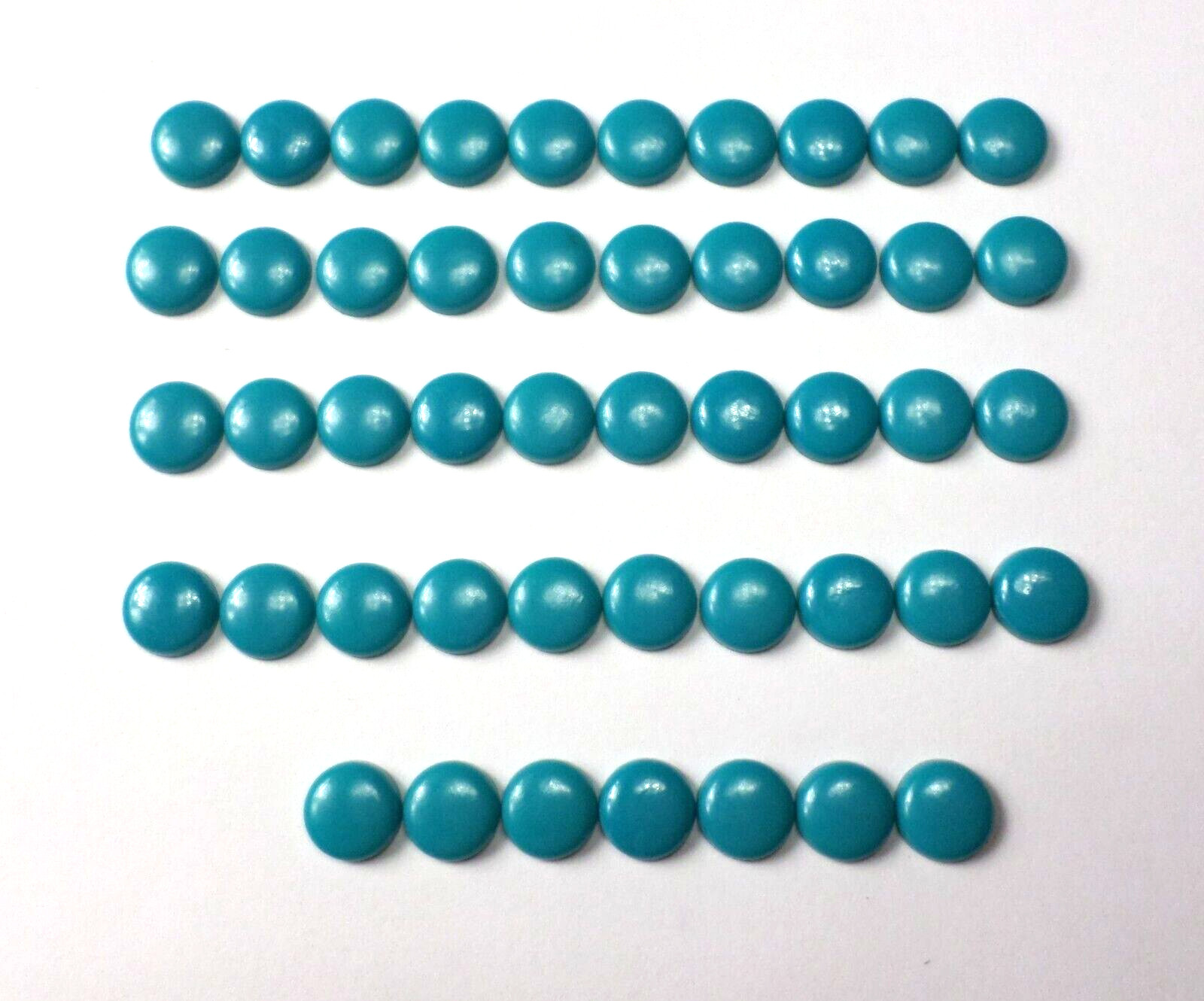 48 Vintage 7.5-7.7 Blue FAUX Acrylic Turquois Round Flat Back Button Cabochon