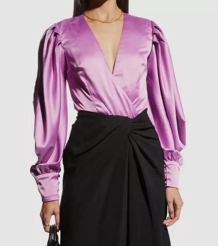 PAT BO Women's Orchid Solid Long Sleeve Plunge Bodysuit Size Large $590 - Bild 3 von 9