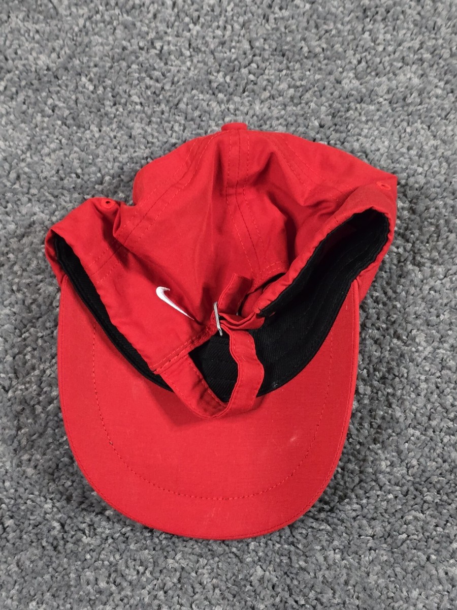 VINTAGE Nike Hat Cap Strapback Red White Embroidered Center Swoosh
