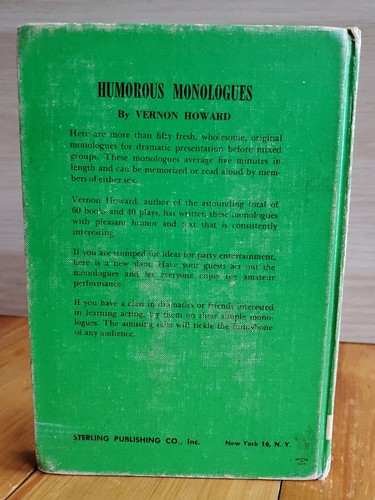 Humorous Monologues By Vernon Howard 1962 Hardback Book - Picture 3 of 11