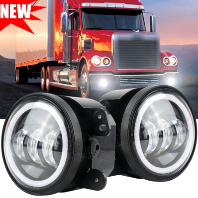 FOR FREIGHTLINER CORONADO 4INCH LED DRIVING FOG LIGHT BUMPER LAMPS SUPER WHITE